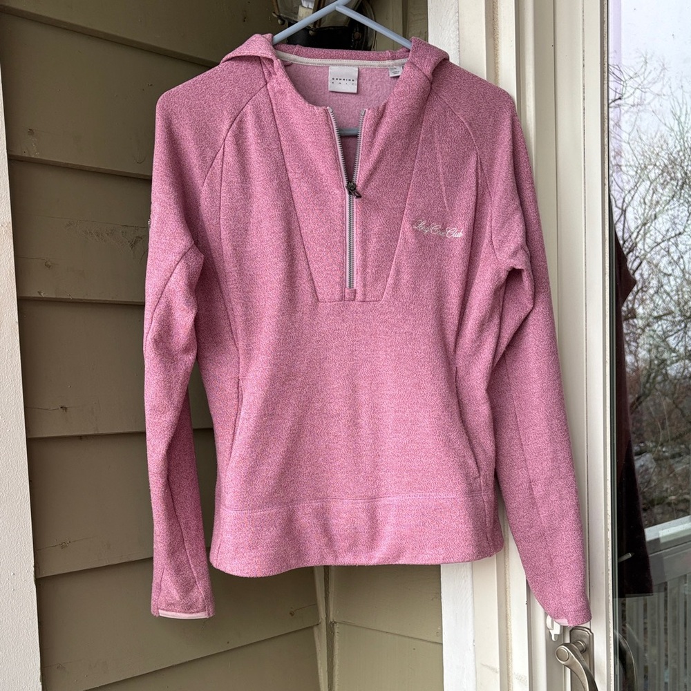 Dunning Golf Long Cove Club Mauve Half-Zip cozy Hoody Sz S. Kangaroo pocket